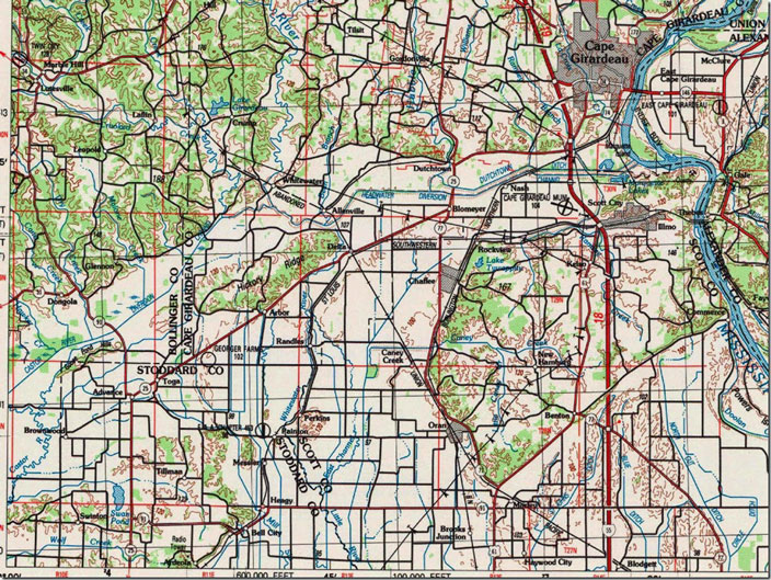 Bell City to Thebes IL, Paducah KY-IL-MO-IN, 1:250,000 quad, 1987, USGS.
