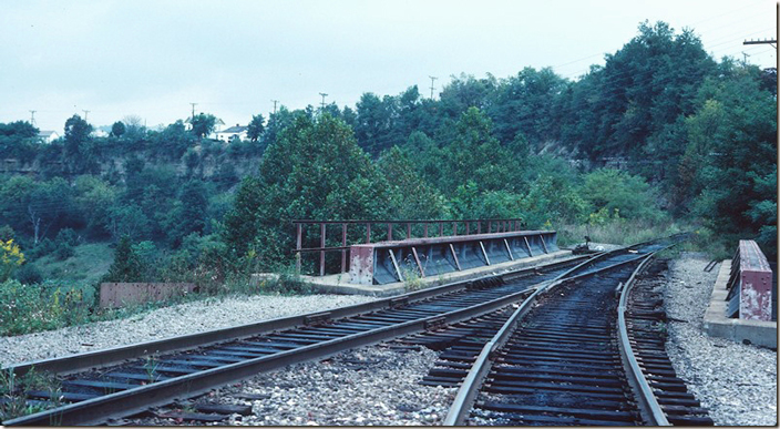 Looking westward on the MR (Monongahela River) SD toward Fairmont. The bridge crosses the Parkersburg SD. The MR may be abandoned at this time. B&O Clarksburg.