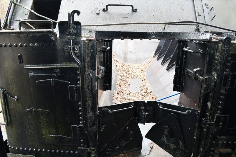Coal doors on the tender.