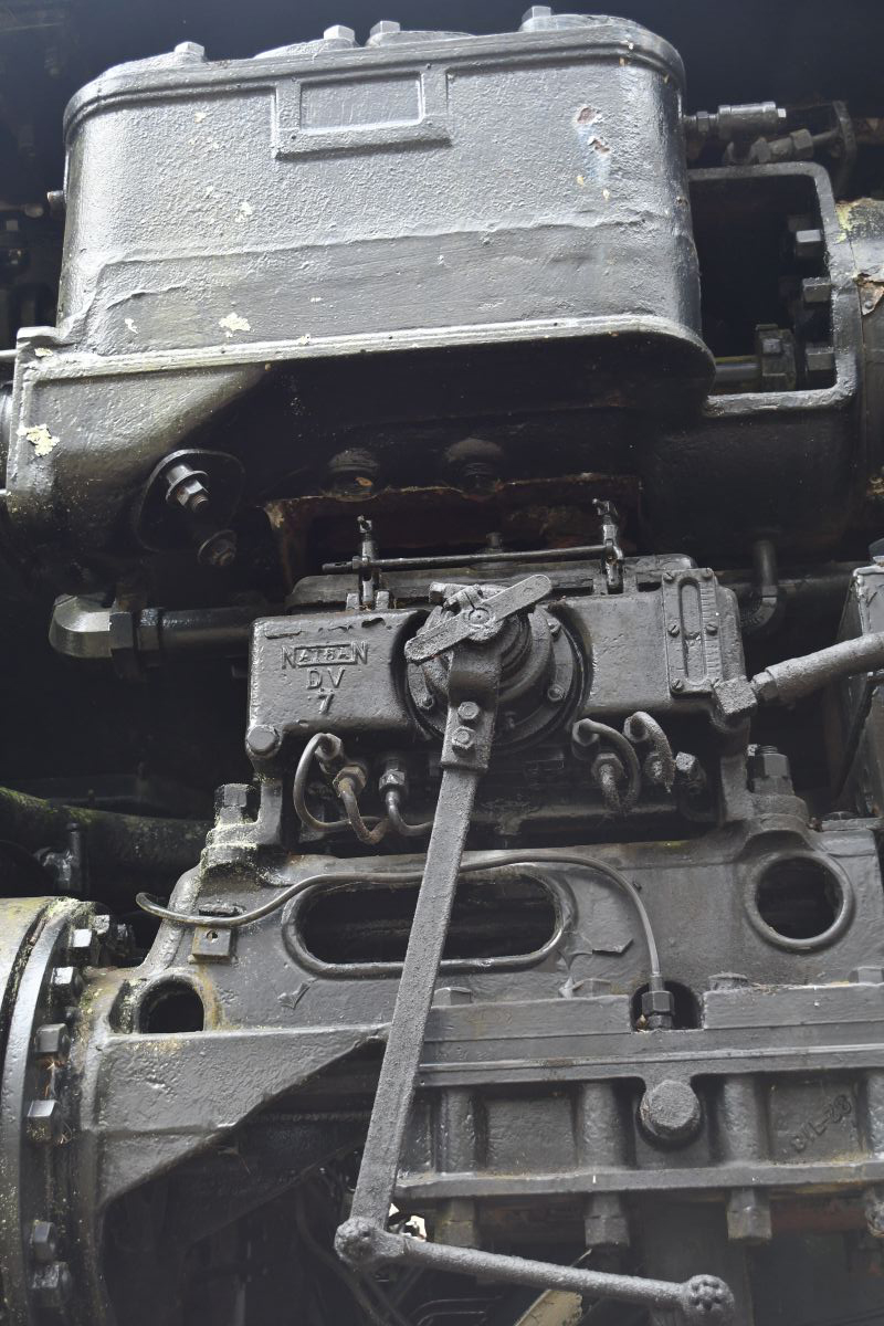 Nathan Manufacturing Co. mechanical lubricator type DV-7 lubricates valves and other parts on the locomotive.