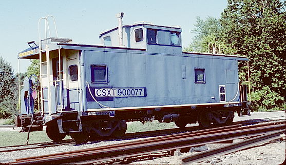 CSX caboose 900077 was stationed at Green Springs, W.Va., for local use. It is an ex-N&W class C-31 built in 12-68. 7-23-05.