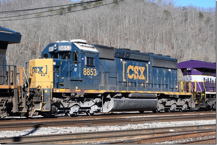 CSX SD40-2 8853 came from Conrail. It was built in 1979. Shelby KY.
