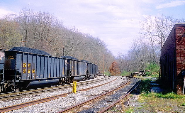 Former car shop and storage track at Rainelle looking railroad west