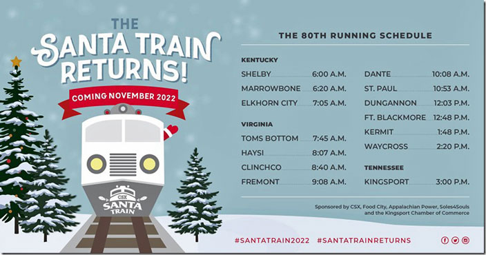 The schedule followed the one of recent years. Santa Train schedule 2022.