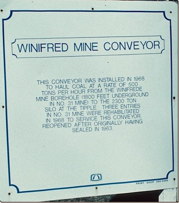 Lynch Winifrede Mine Conveyor signage.
