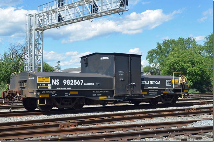 NS MW scale test car 982567 is at Lock Haven PA on 06-23-2021. It was built in 2010.