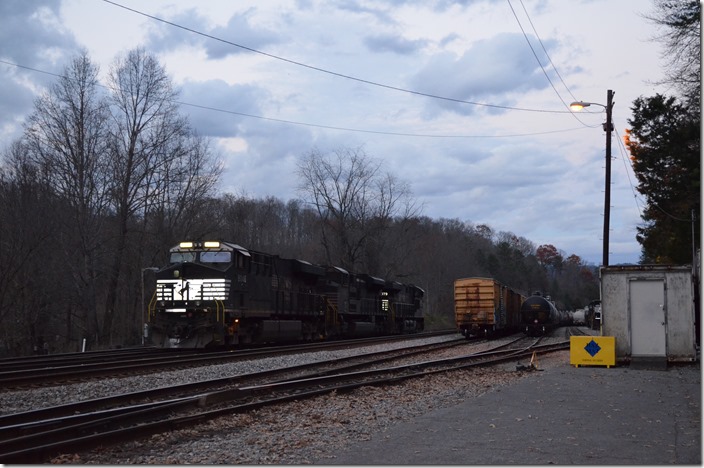 NS 8079-1039-8046. Frisco TN. It is getting dark by now. 72K-21’s power is parked at Frisco. 