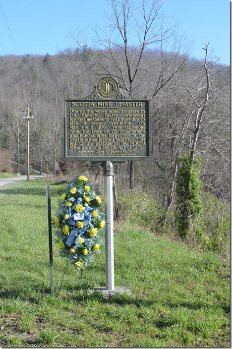 Historical marker for the Scotia mine explosion. Beside US 119 at Oven Fork in Letcher County KY. Scotia Mine Disaster marker.