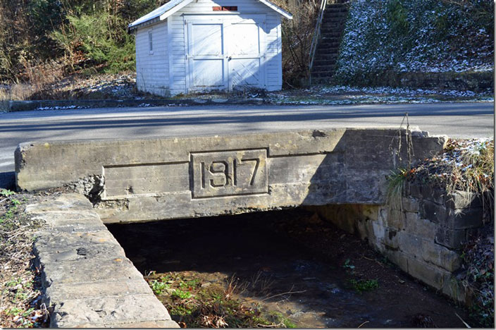 Presumably this concrete bridge over Snakeroot Br. at Coalwood was for the road only. Coalwood WV.