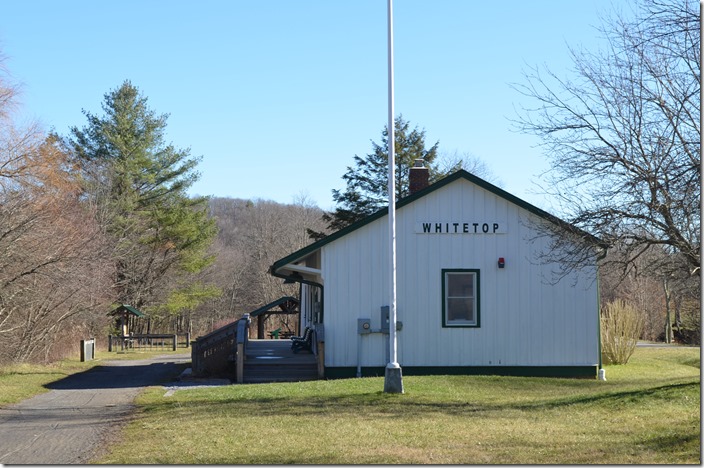 NW depot. White Top. The restored station is now a visitors center on the trail although it is closed between October and May. 
