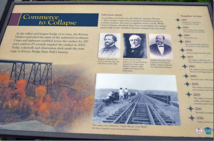 Kinzua Bridge State Park PA. Commerce to Collapse plaque.