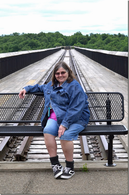 Although it was June, it was very cool and windy on the bridge. Kinzua Bridge State Park PA.