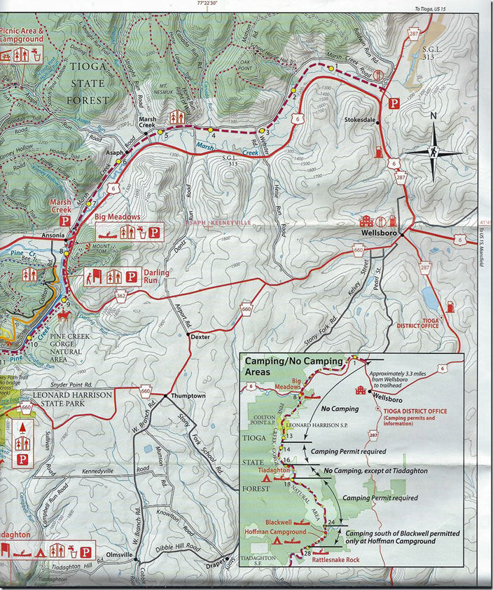 Pine Creek Rail Trail map, part 1.