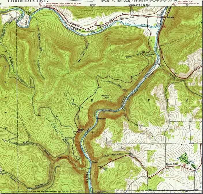 Tiadaghton PA quad, 1:24,000 scale for 1948, USGS.