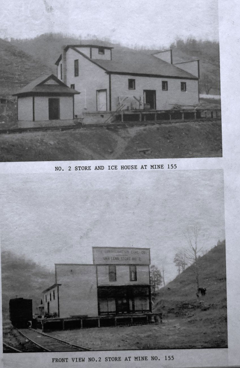 The ice house was behind store no. 2. This is located near the head of Millers Creek and a short distance below mine no. 155 (no. 5).