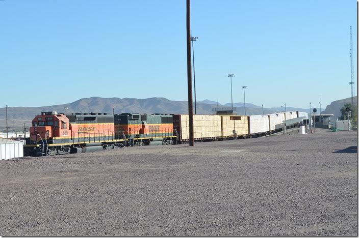 Looking east. BNSF 1859-345 hump engines. Barstow CA.