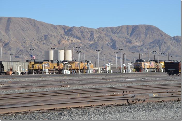 DPU helpers UP 8562-7768 are spotted for fueling. Yermo CA.