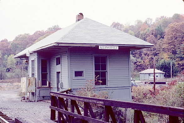 Former B&O depot and train order office at Allingdale, W.Va. Oct. 24, 1986. View 2.