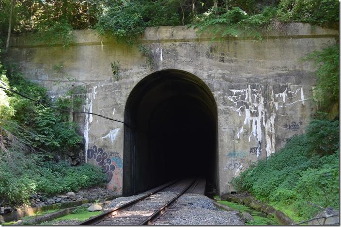 West portal of the “new” Blue Ridge Tunnel. The old tunnel engineered by Claudius Crozet is being converted into a rail trail, and the east approach at Afton is “off limits” due to construction. Buckingham Branch Blue Ridge Tunnel near Waynesboro.