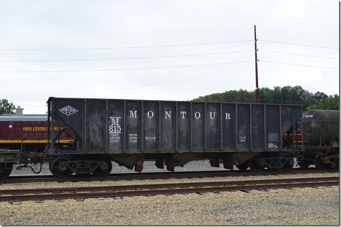 Montour Railroad hopper 815. Age of Steam Roundhouse, Sugar Creek OH. 08-20-2014. Ex-Pittsburgh Coal Co. Built 1943.