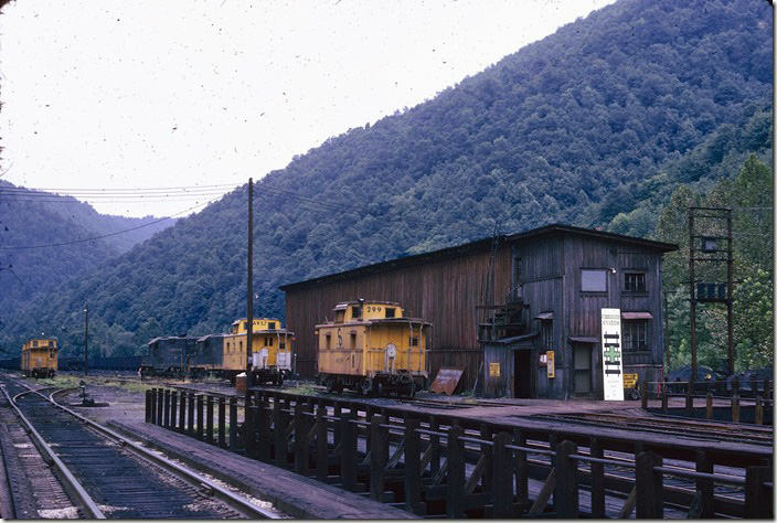 The engine house used to cover two more tracks. 08-30-1973. Big Coal, Cabin Creek SD.