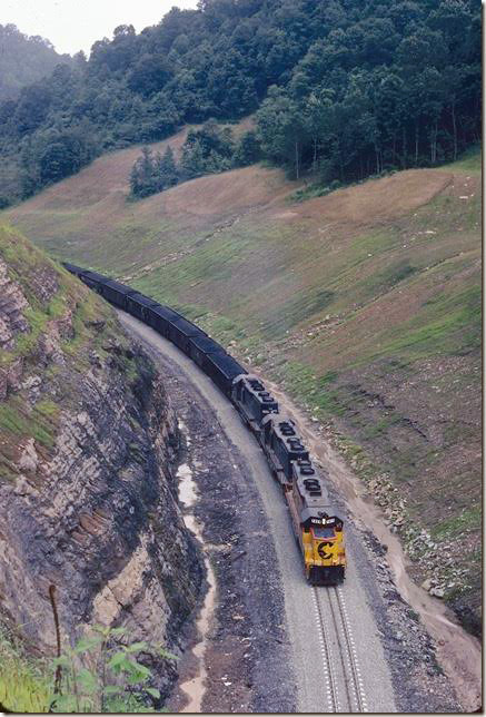 C&O 7429. Approaching mouth of tunnel. Note concrete ties. Coal Run SD.