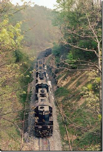 C&O 6022 about to dive into Gun Creek Tunnel. Dawkins Middle Crk SD.