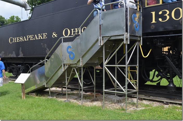 These steps were used to demonstrate the 500-series steam turbine-electrics to the public. C&O 1308. Stairs.
