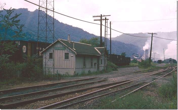 Penn Central’s DB Tower train order office just east of Alloy. This is the junction with N&W (former VGN).
