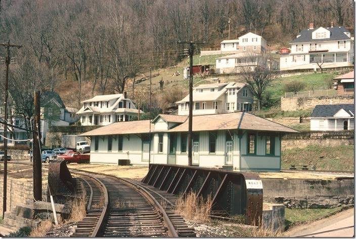 Restored depot at Gauley Bridge. Track in foreground is the connection with the C&O.