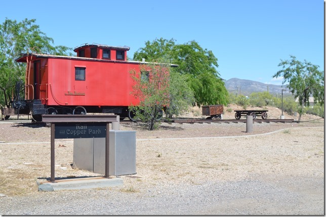 This caboose on display in Kearney is supposedly ex-Copper Basin Ry., but I can’t confirm. CBRY cab. Kearny AZ.
