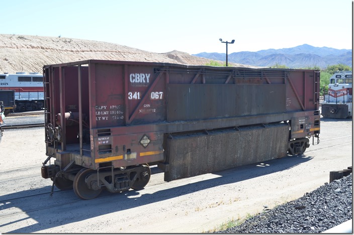 CBRY gon 341067 has a load limit of 181,800. It was built for Southern Pacific (previous owners of the line) and used to haul ore concentrate. I think it was built in 1972. AT&SF had similar, if not identical, cars. Hayden Jct AZ.