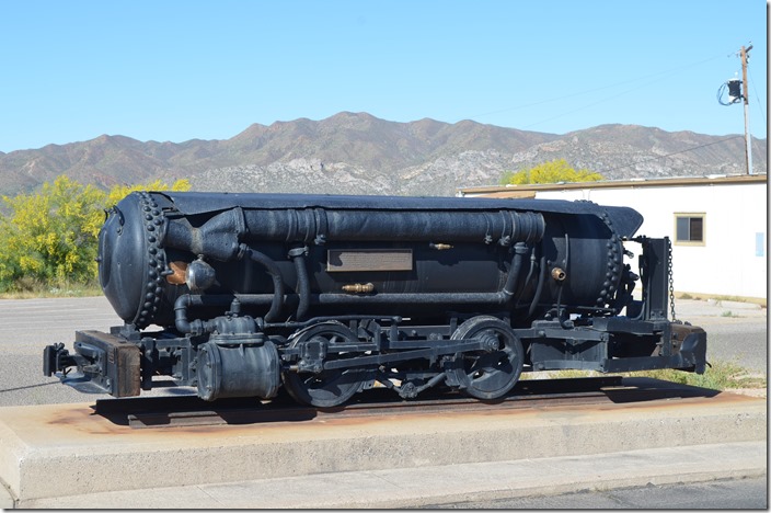 Kennecott Copper Corp. donated this compressed air locomotive for display in Kearny. It was used in the Ray deep mine. Kearny AZ.