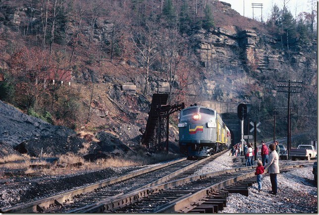 Santa Train at Haysi VA. Wife Susan and 3-year-old son Jason in foreground. 11-19-1993.