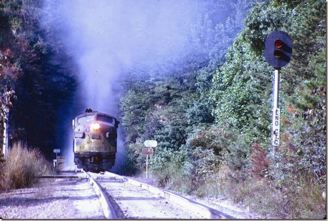 CRR 809 leads #26 out of Pool Point Tunnel on 09-05-1971.