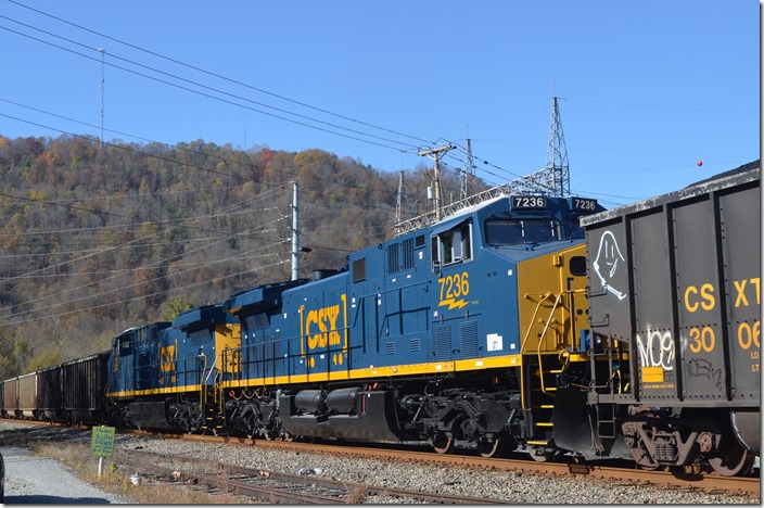 Just out of the paint shop! CSX 7236-7225 DPU. Betsy Layne KY.