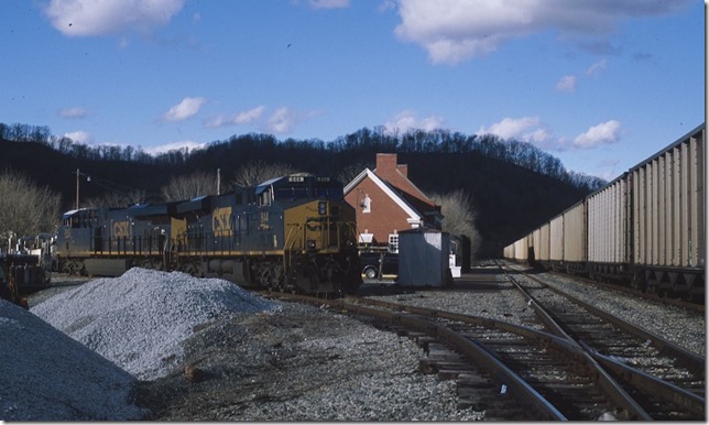 The track in the foreground was formerly (before 1983) the main line. Now the main line skirts the east side of the yard, and this is called the “ID” track. 