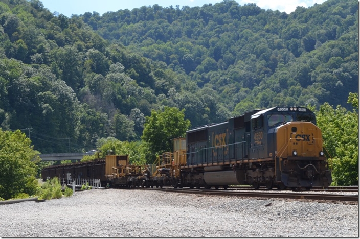 After a while, W020-08 got moving. Here it is arriving Shelby KY behind CSX SD70MAC 4550.
