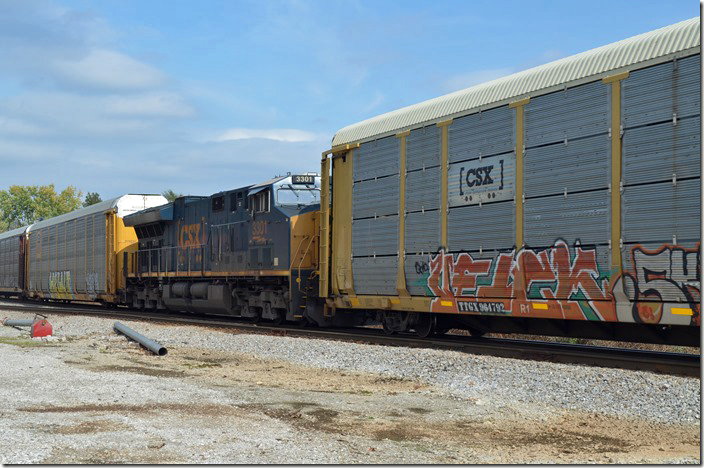 CSX DPU 3301 assisted this monster train from the middle. Memphis Jct KY.