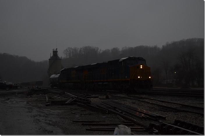 CSX 3148-853 is switching at Raleigh Yard near Beckley. This downpour came just as I arrived. I got wet, but the poor conductor got drenched!