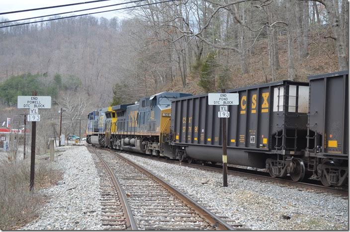 CSX Helpers 108-685 will lend an assist at loading the train and will be the leaders on the way back. Pond Jct.