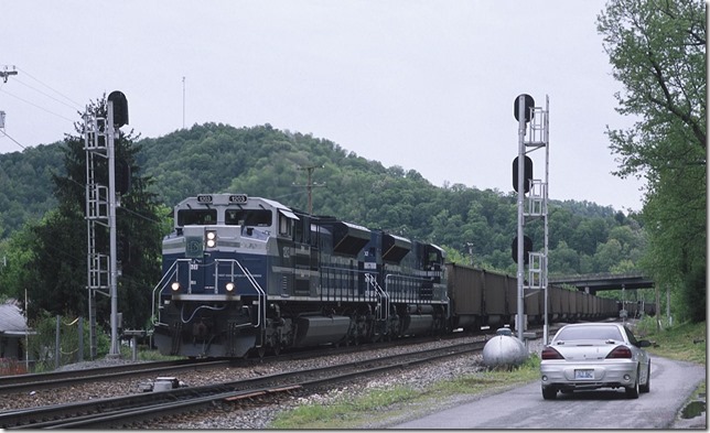 Passing the crossovers at Beaver Jct. at Dwale, Ky.
