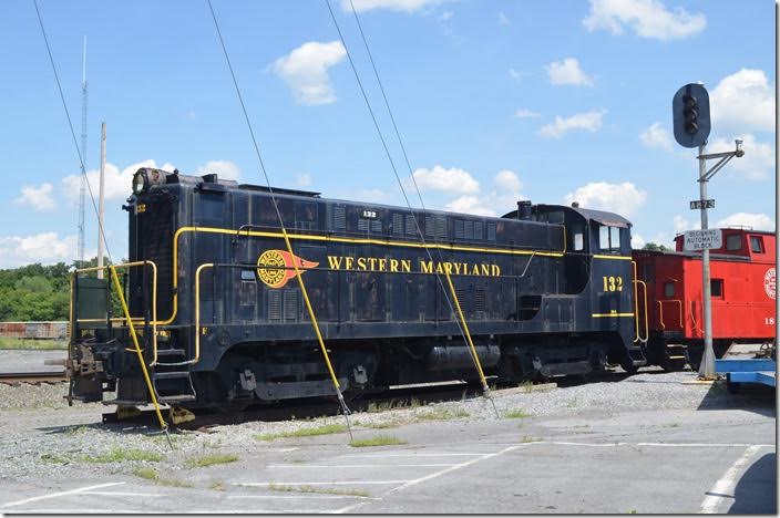WM Baldwin VO-1000 132 was acquired during WWII. Western Maryland’s steam switcher fleet consisted of 0-6-0s and a few 0-8-0s that had been 2-8-0s in their early life. Older 2-8-0s handled the remaining switch jobs. WM reconfigured their old 2-6-6-2s to 0-6-6-0 switchers. WM acquired several early BLW and ALCo switchers to augment these obsolete steamers. WM VO-1000 132. Hagerstown MD.