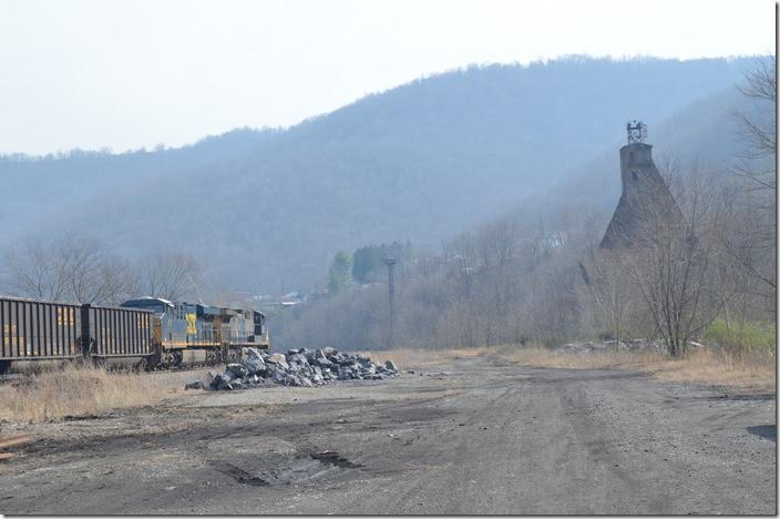 Not much left except the old coal dock and yard light towers. CSX 224-810. View 2. Hinton WV.