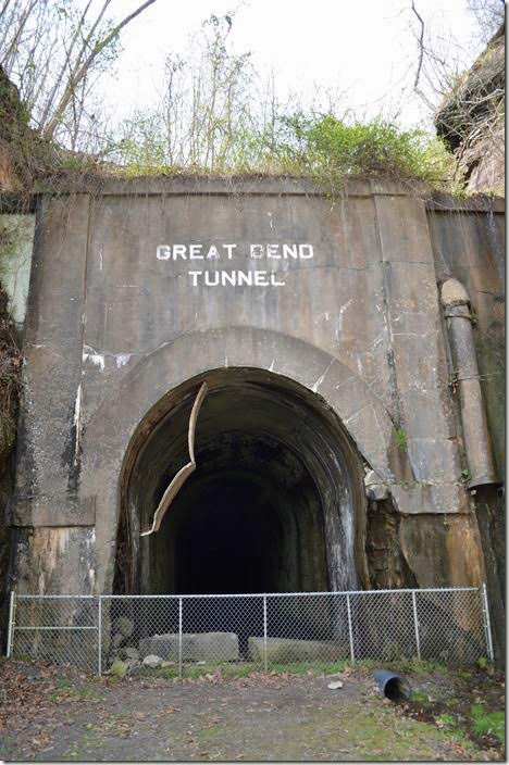 The historic Great Bend Tunnel was taken out of service when Chessie System single tracked this portion of the Allegheny SD in the 1970s. Talcott WV.