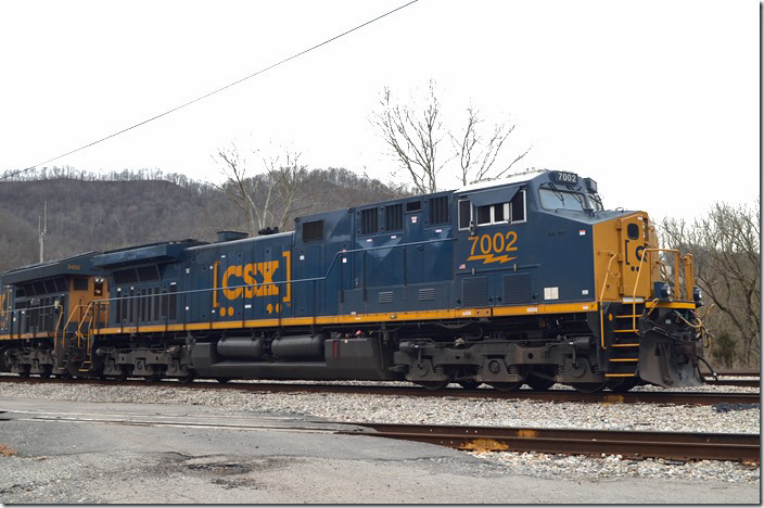 CSX “CM44AC” 7002 is evidently a rebuilt AC4400, but I can’t tell you its original number. Shelby KY. 03-11-2020.