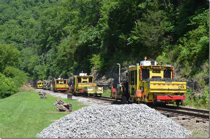 Spikers SD 201713 and SD 201712. CSX tie gang. Robinson Creek KY.