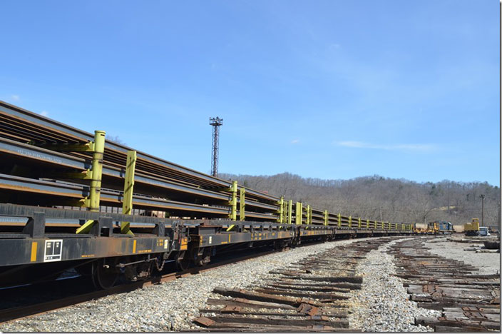 Some of these cars were stenciled “W012” which is the designation of a work train. CSX 8839. Shelby KY. 03-06-2021.