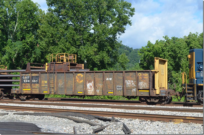 CSX modified gon 920551 is ex-C&O. Look at that bulkhead at the end. Shelby KY.