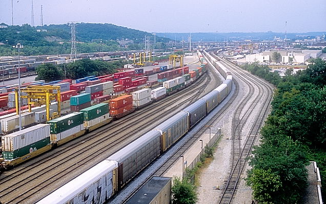 Looking northwest at the NS intermodal terminal on left.